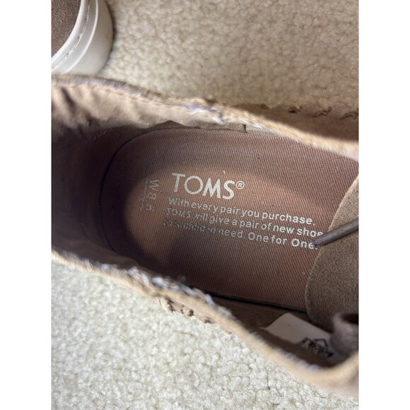TOMS Women’s 8.5 Tan Suede Braided Lace Up Flats Sneakers Shoes - Picture 9 of 9